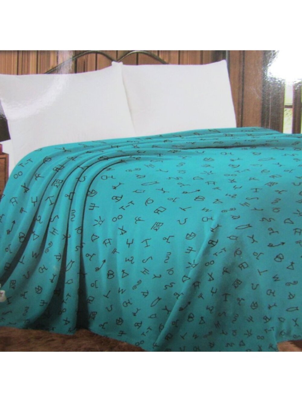 QUEEN Western Branding Turquoise Mia Thin Throw Blanket